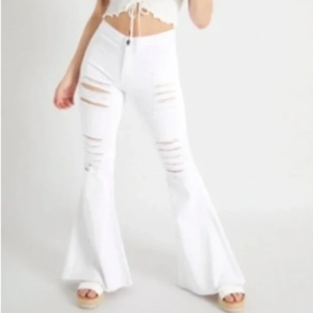 Rue21 | White Ripped Flare Jeans